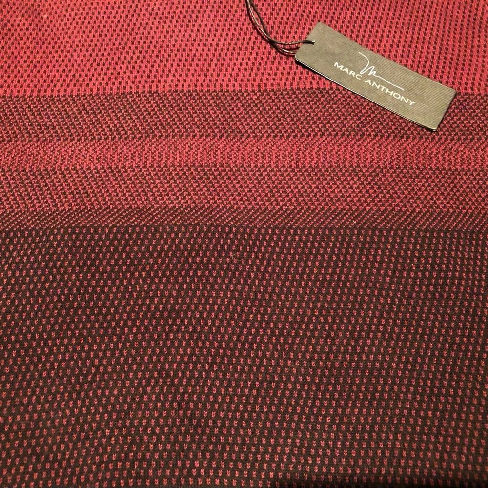 NWT! Marc Anthony Luxury Collection Crewneck Pullover Burgundy & Black Sweater